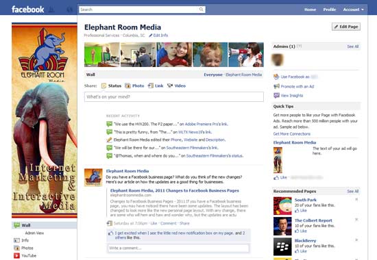 new business facebook page layout